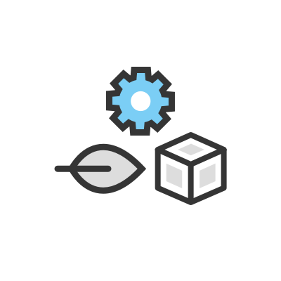 cube, leaf and configuration icon cube, leaf and configuration icon